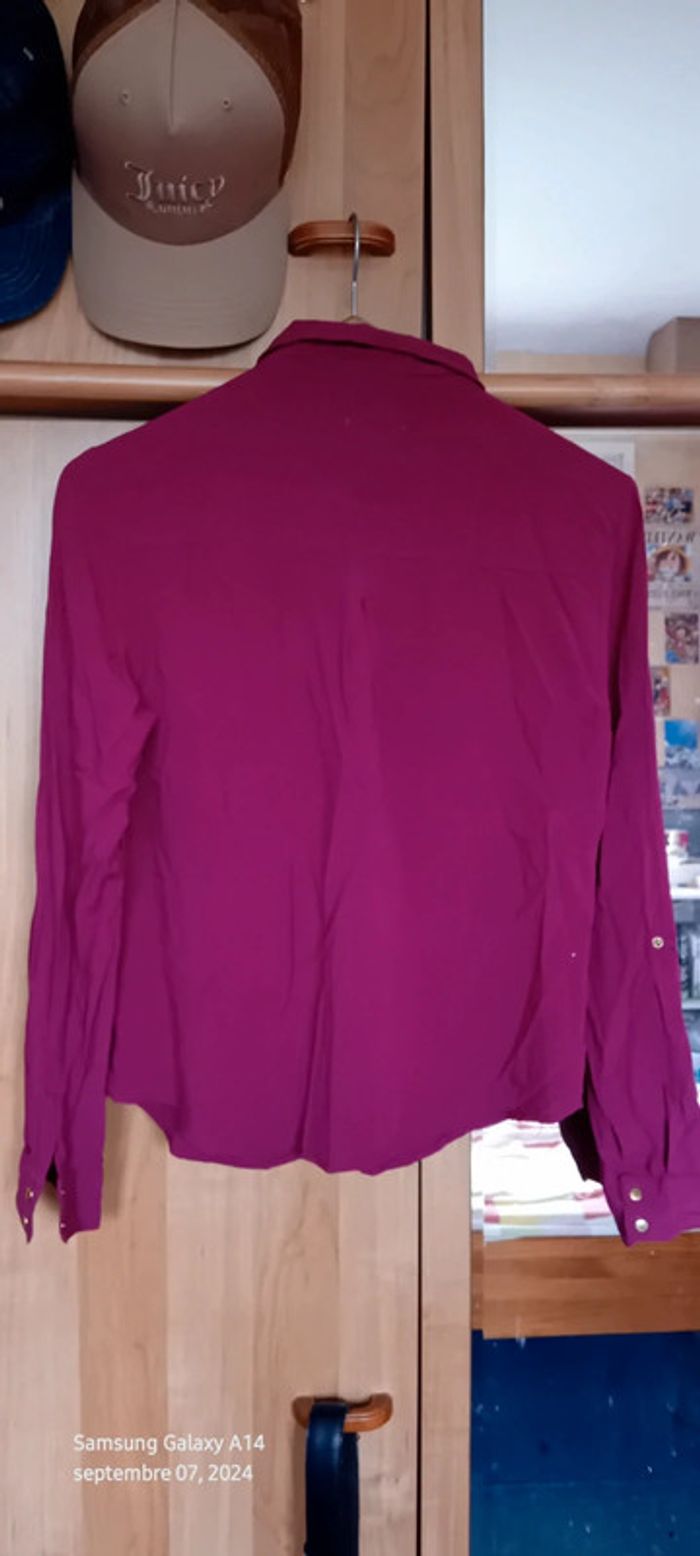 Chemise boutons dorés manches réglables framboise femme M manoukian - photo numéro 6