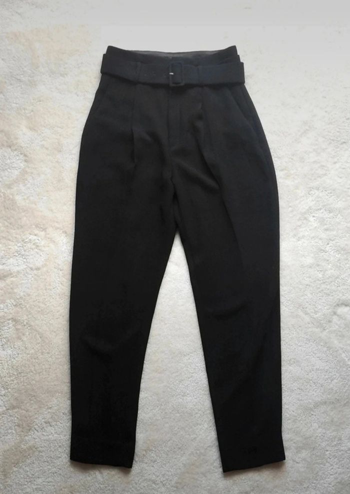 Pantalon à pince ajusté noir Mango Basics 34 avec ceinture - photo numéro 2