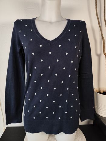 Pull col V marine à pois argenté - Tommy Hilfiger Taille S (US - Dimensions en photo)