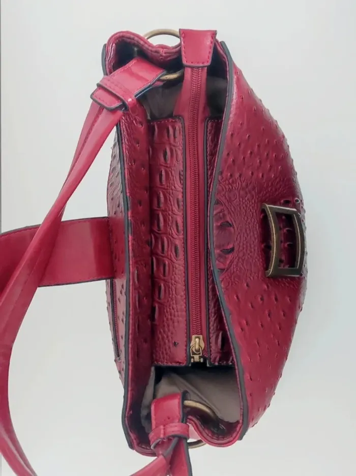 Sac effet cuir bordeaux point relief noir / Mandoline - photo numéro 8