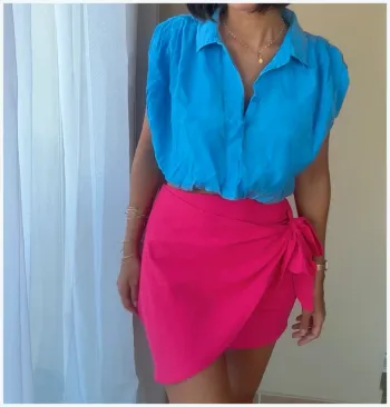 Chemise courte bleue Zara S bon état