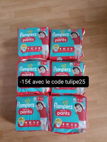 Lot de six paquets couches Pampers pants culottes T7 taille 7
