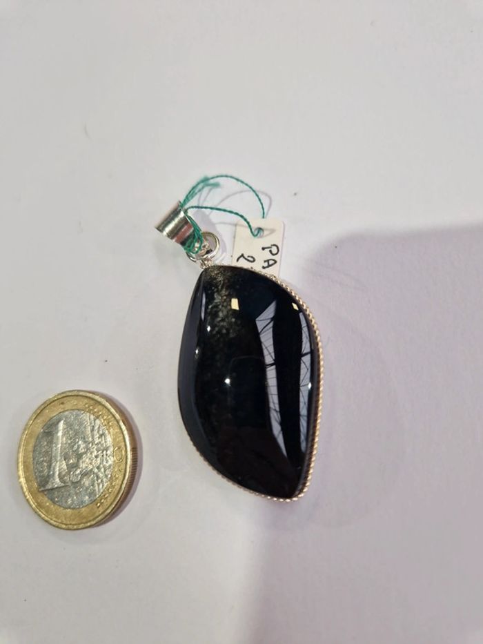 Pendentif obsidienne argentée Mexique - photo numéro 2