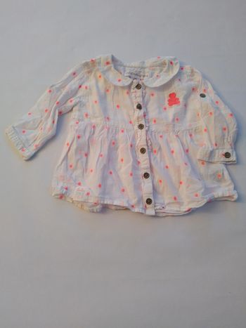 chemise légère pois fluo lulu castagnette fille 6 mois