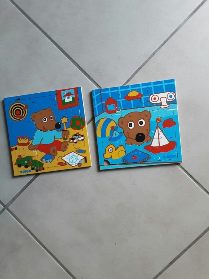 Lot de 2 puzzles de 9 pièces chacun images ours marque djeco