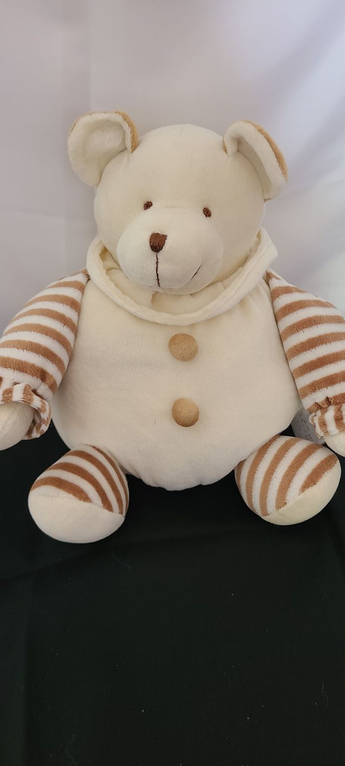 doudou ours boule beige ligné marron - photo numéro 4