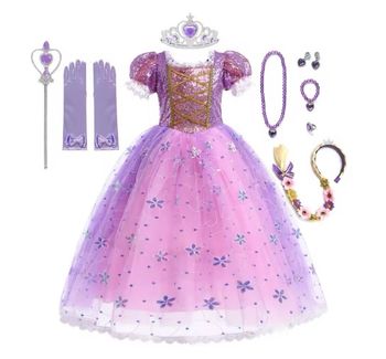 Deguisement princesse raiponce paillette et ces accessoires Taille 5-6ans