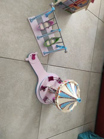 Lot fête foraine playmobil summer fun 5548 manege de chaises volantes et 5543 barques volantes