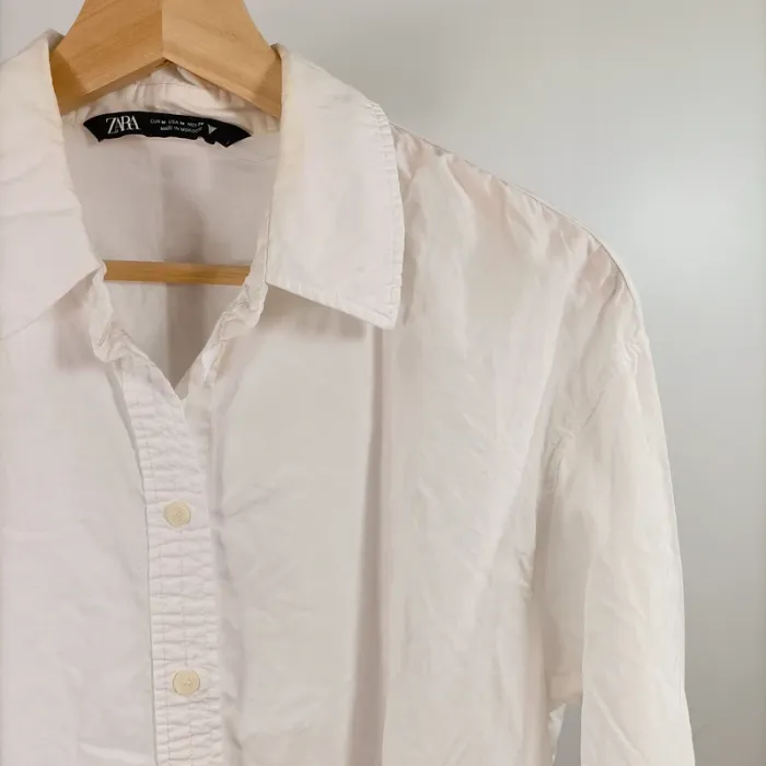 Chemise blanche Zara homme coupe droite basique casual taille M manches longues A1480 - photo numéro 2