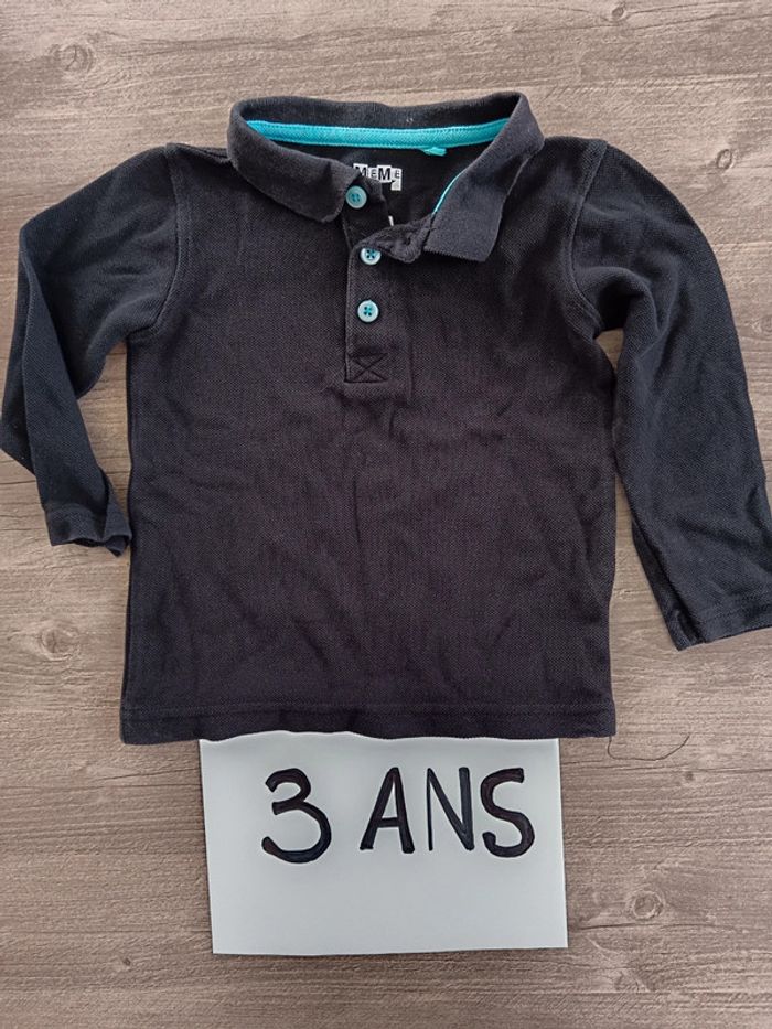 🎉Tee shirt polo noir taille 3 ans bon état
