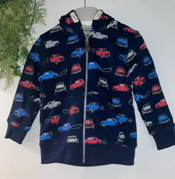 Veste à doublure à capuche motif voiture pour enfant