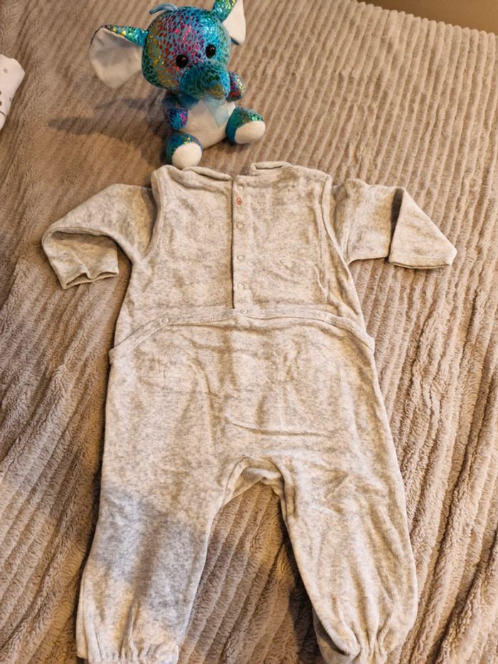 Pyjama velours 1 pièce fille Obaibi 12 mois - photo numéro 5