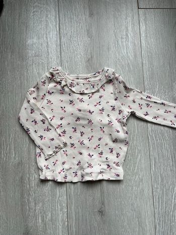 Tee-shirt In Extenso Fleuri - Col volanté - 3 mois