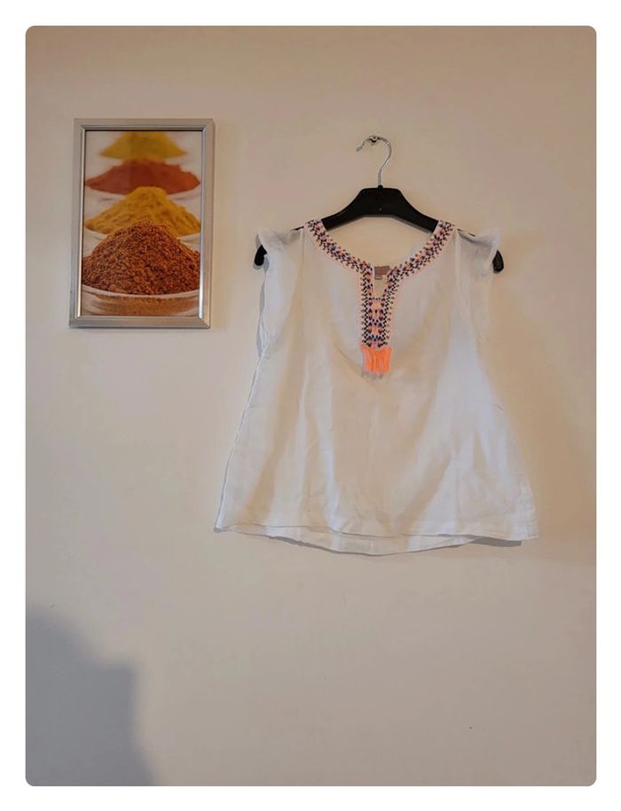 Magnifique petite blouse legere blanche "Lisa rose" taille 8 ans - photo numéro 2