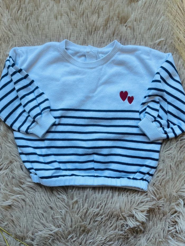 Pull marinière cœur - photo numéro 2