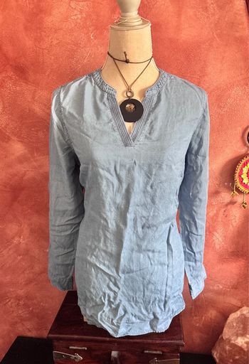 🌸 blouse bleue couleur jeans col v taille