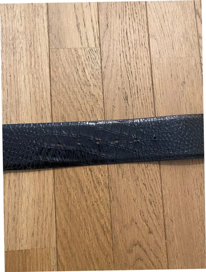 Ceinture noire large en cuir vernis effet croco Max Mara neuve - photo numéro 6