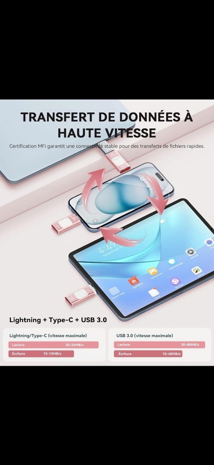 CLÉ USB ROSE 256 GO - photo numéro 6