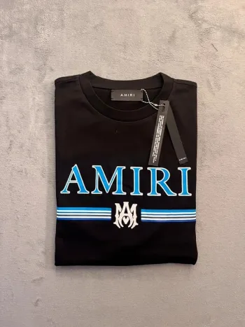 T-shirt Amiri Crewneck – Noir – Big Logo Bleu – Taille L