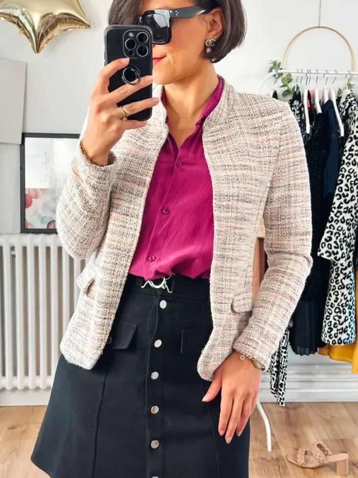 Veste blanche et multicolore taille 38