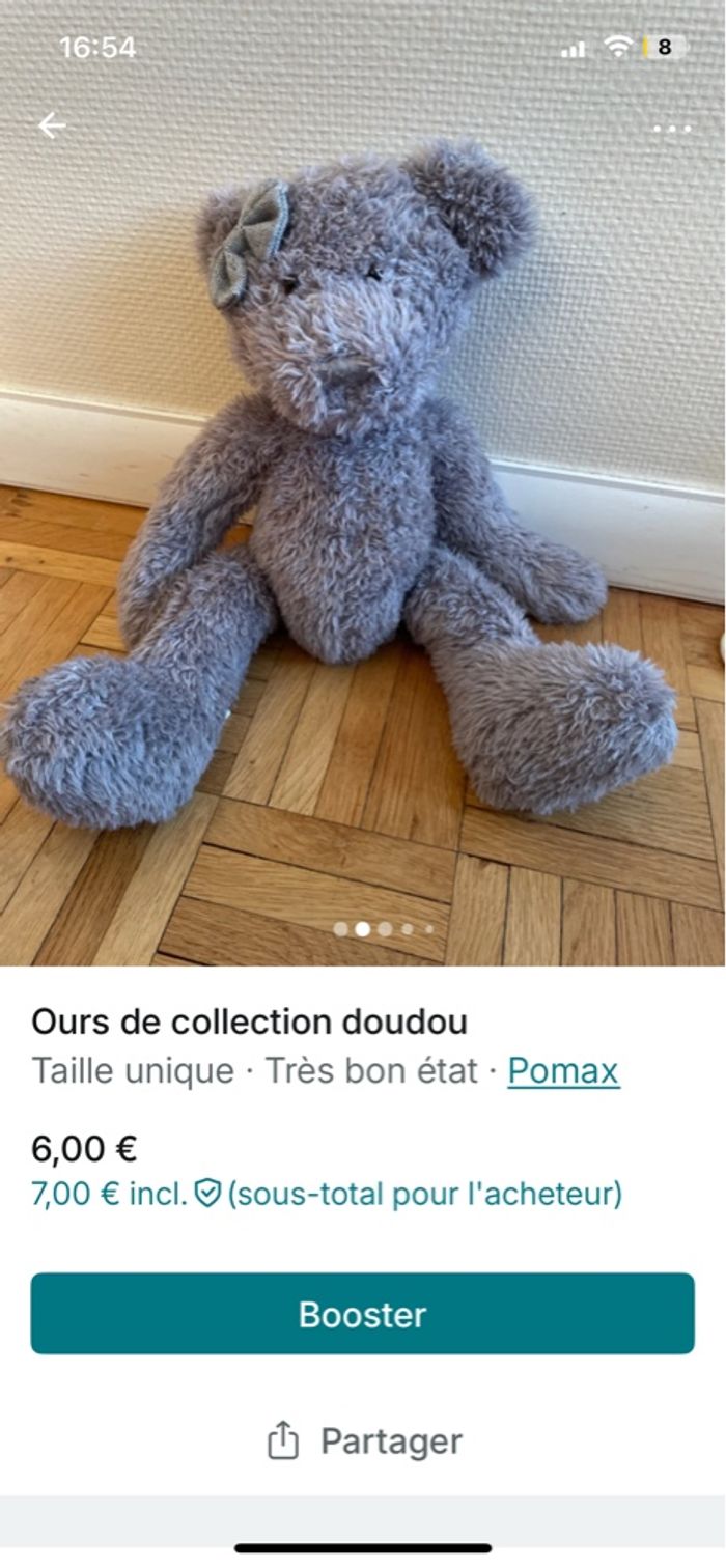 Peluche ours collection gris pomax - photo numéro 7