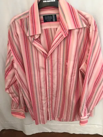 Chemise rose à rayures Serge Blanco