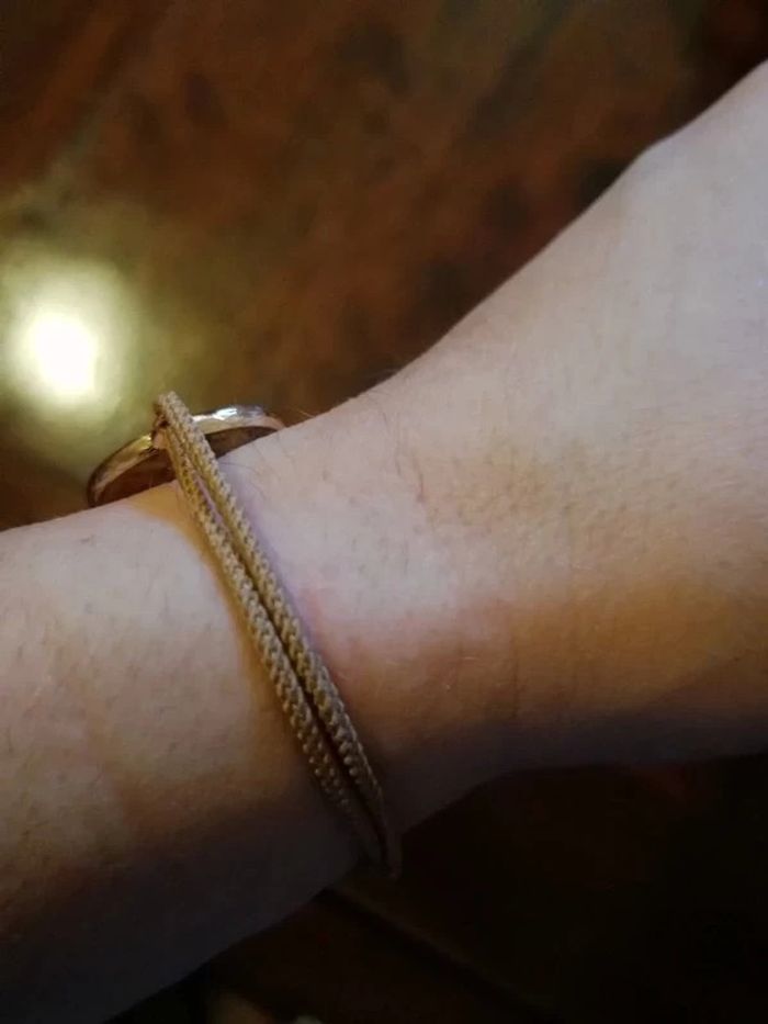 Jaspe marron facette sur lien beige - photo numéro 5
