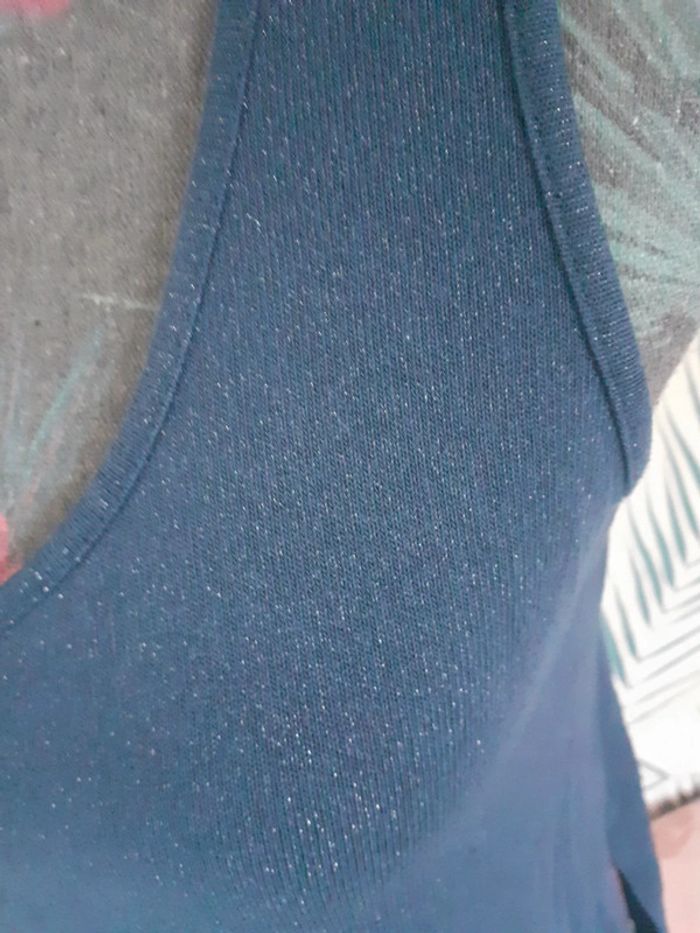 Pull debardeur bleu pailette M - photo numéro 2