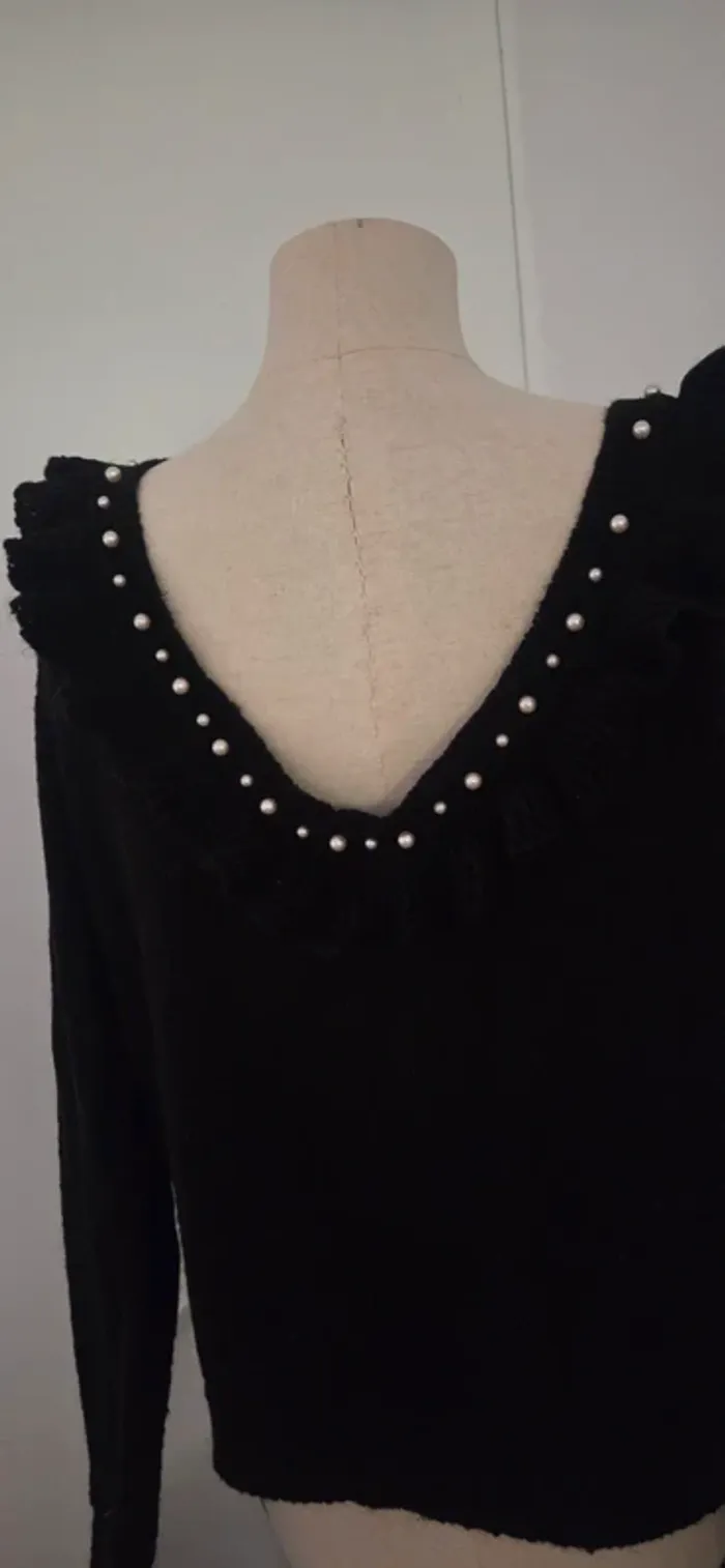 Pull Misskoo noir et perles - photo numéro 4