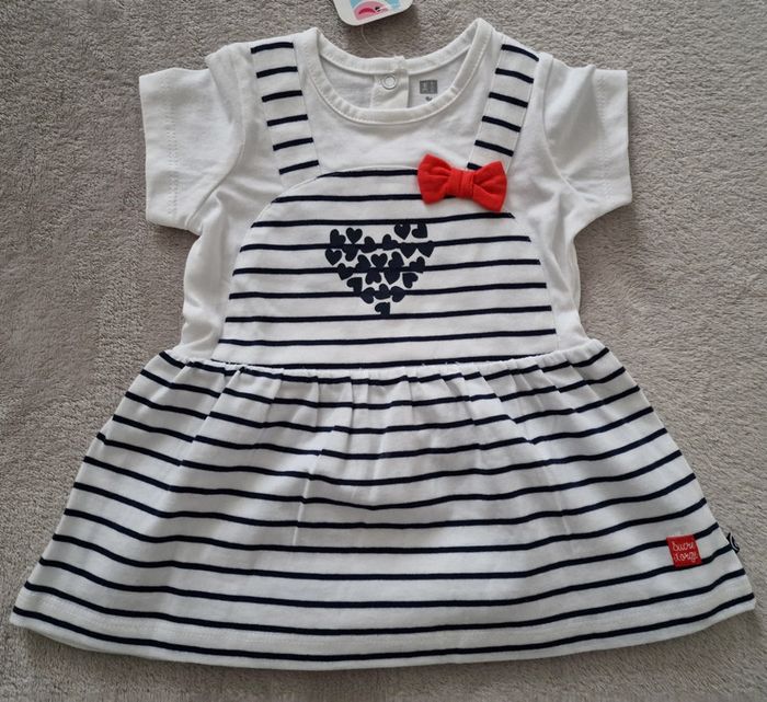 Robe blanche cœur marine Sucre d'Orge 3M (neuve 🏷) - photo numéro 2