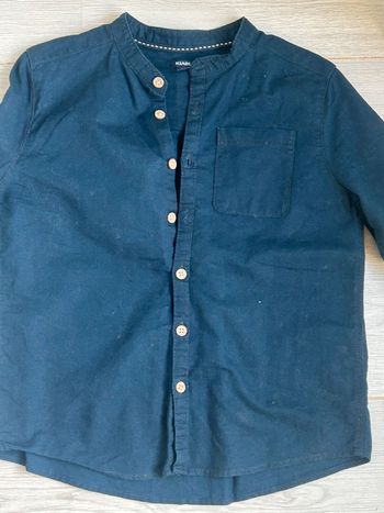 Chemise bleu col mao