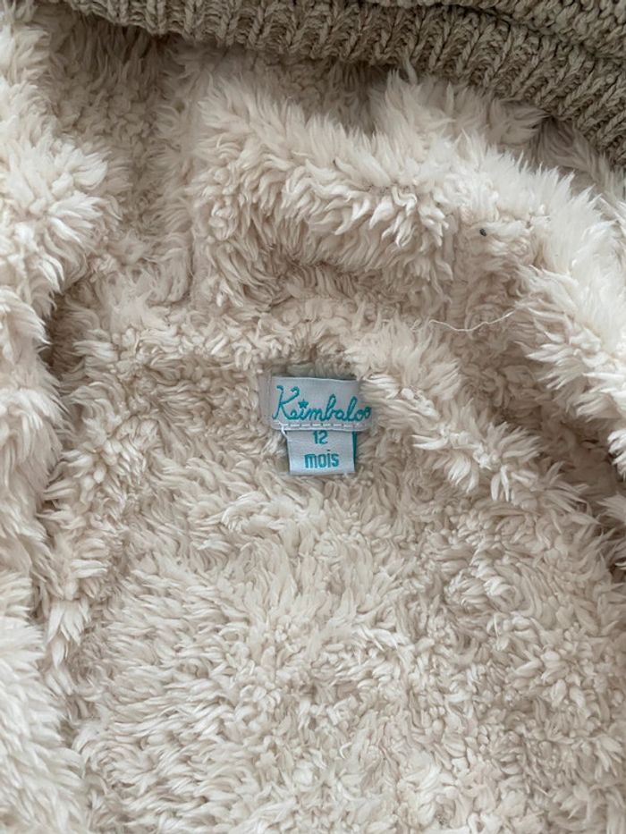 Gilet zippé / manteau chaud avec capuche intérieur doux - Kimbaloo - 12 mois - TBE - photo numéro 2