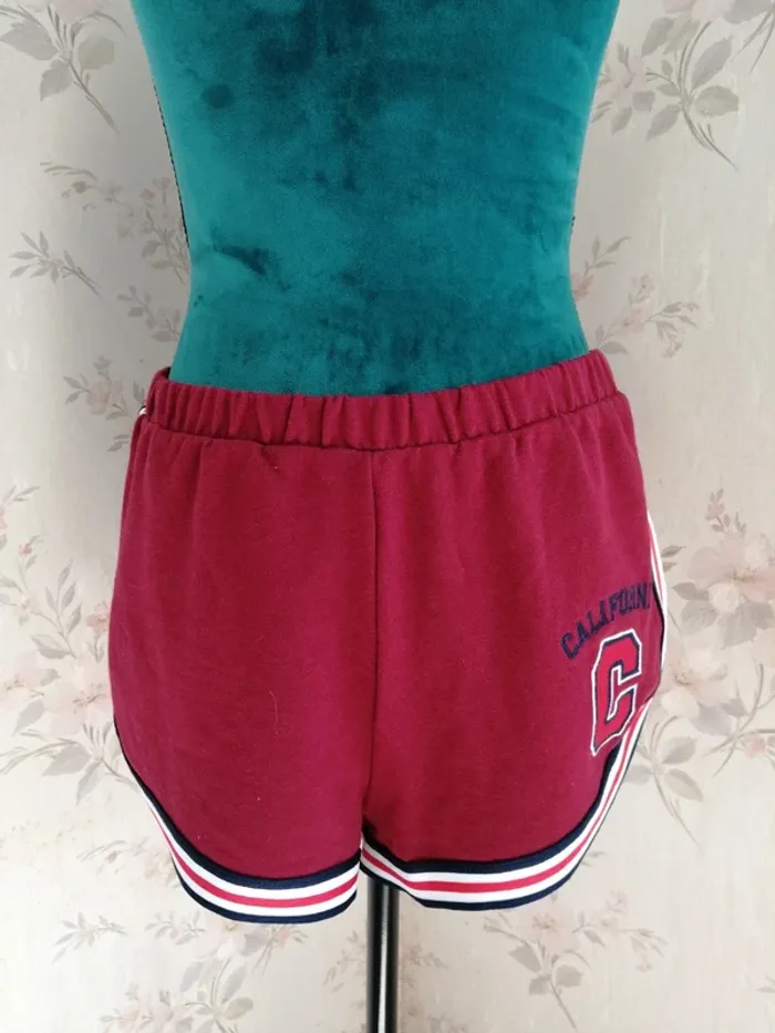Short bordeaux message california à l'arrière et ruban tricolor / undiz / (M) - photo numéro 2