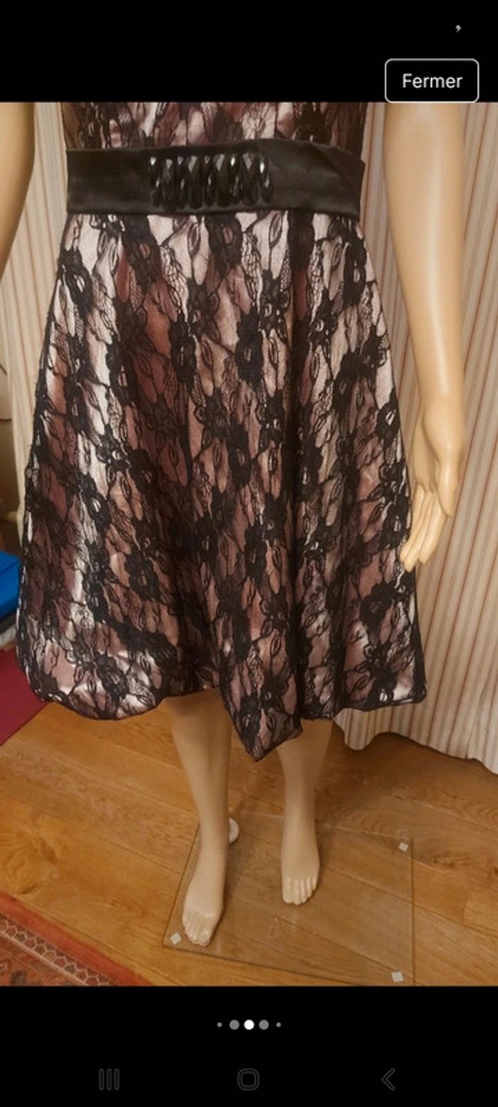 Robe de soirée Maner  L rose/dentelles noires - photo numéro 4