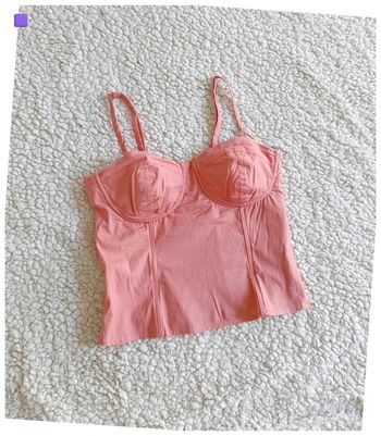 Bustier corset vintage rose structuré avec fermeture éclair