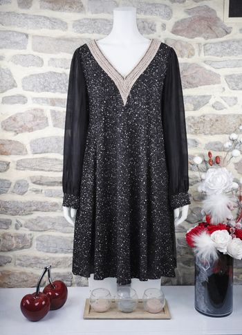 Robe de soirée scintillante ciel étoilé noir pailleté argenté Femme taille 54 marque Boohoo 🌺 