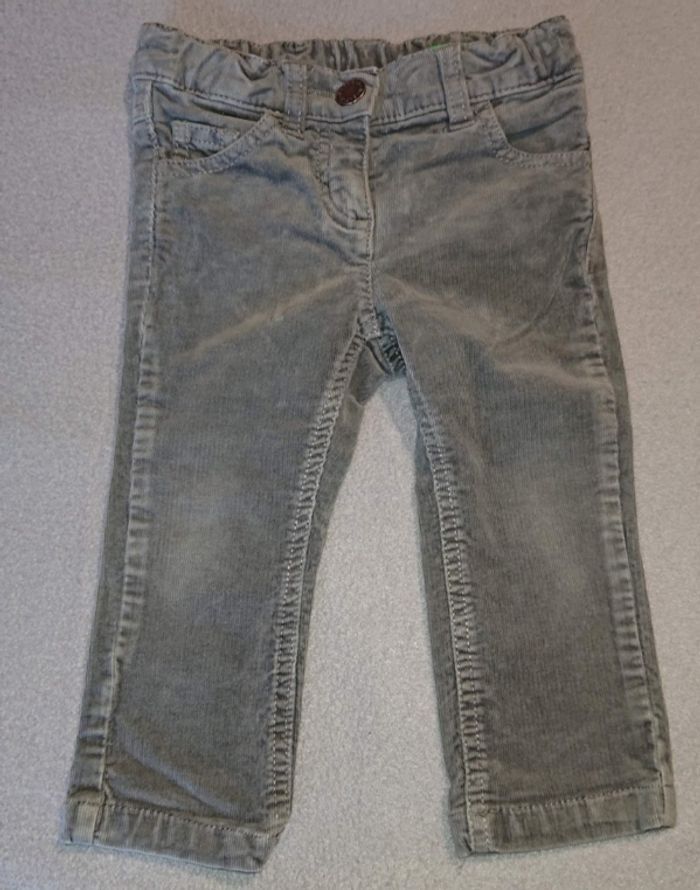 Ensemble pantacourt en velours gris et gilet, 12 mois/1 an - photo numéro 3