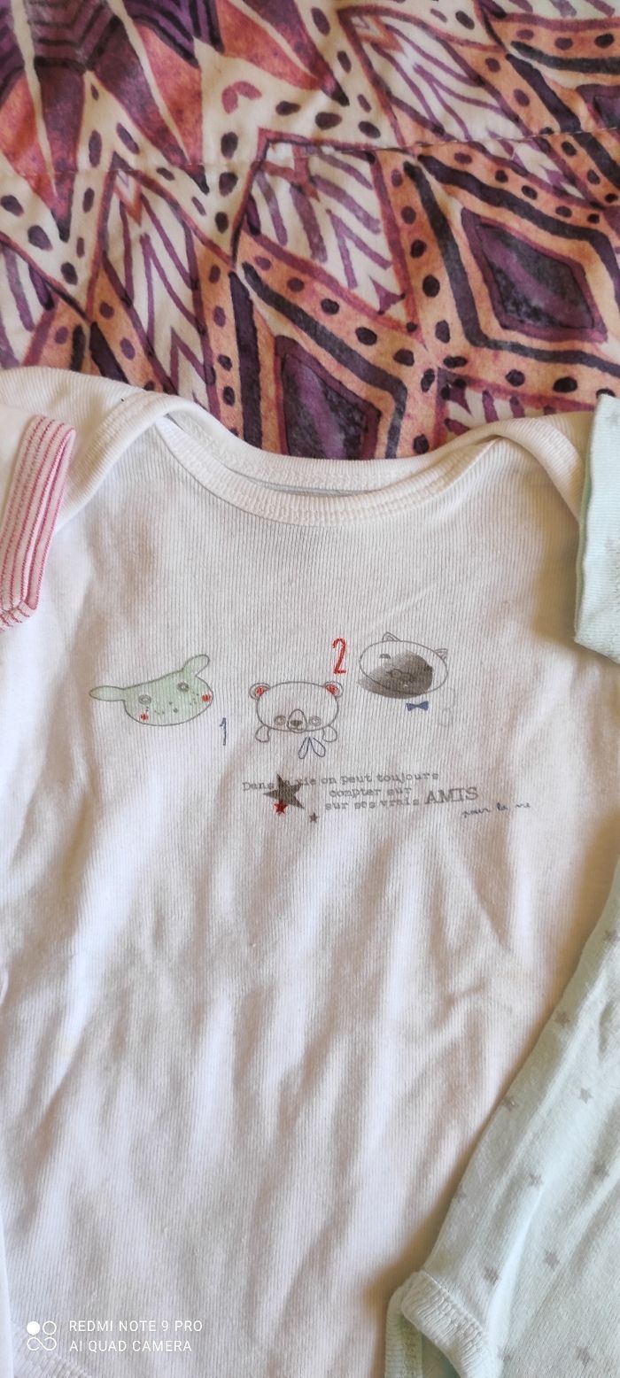 Lot 3 bodies à manches courtes Petit bateau 6 mois - photo numéro 6