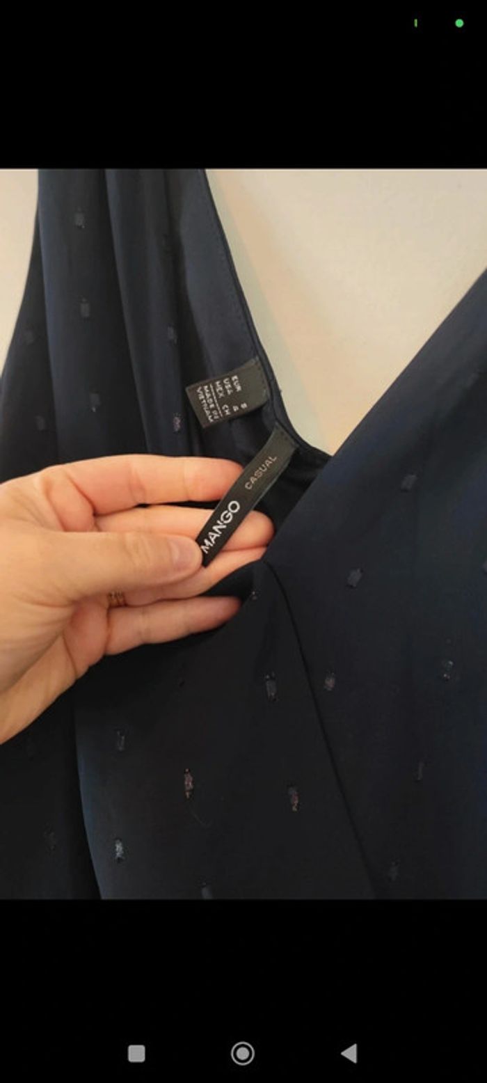 Robe bleu décolleté en voile taille S Mango - photo numéro 5