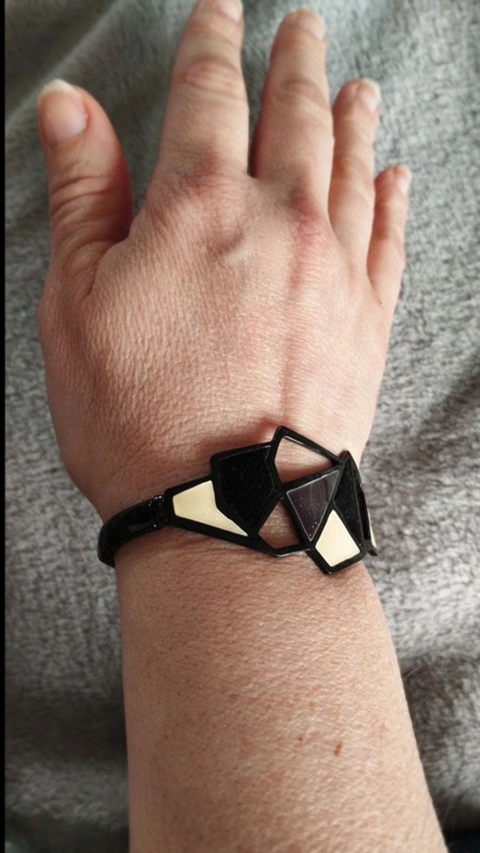 Bracelet ikita élastique noir crème - photo numéro 4