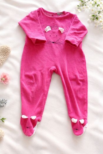Pyjama bébé velours rose – motif petite souris 