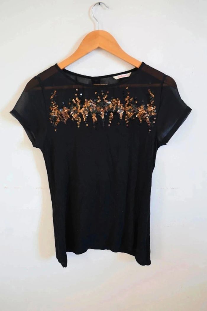 C36 blouse noir Camaïeu T2