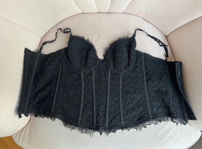 Bustier corseté noir broderies et soie taille 34 - Elie Tahari - photo numéro 5