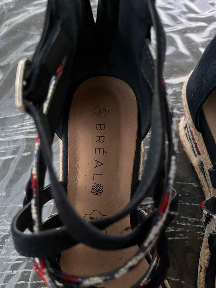 Sandale Bréal à talon en daim - bleu - photo numéro 5