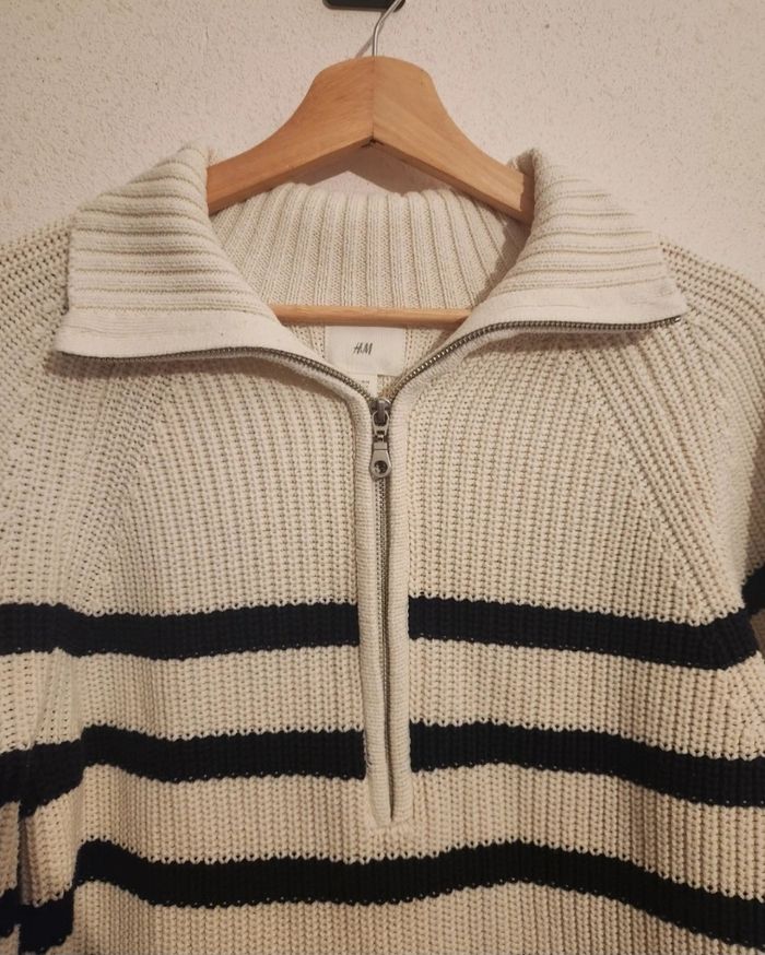Pull marin H&M – col montant zippé – taille M – très bon état - photo numéro 4