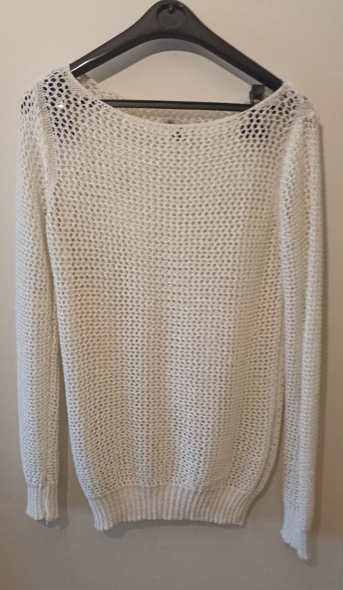 Pull maille ajourée K.Woman Blanc | Élégance décontractée & Léger - photo numéro 5