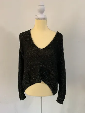 Pull noir pailleté dos nu – Khaan – Taille L