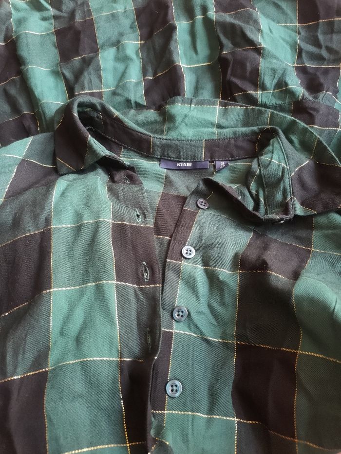 Robe  verte et noire avec fils dorés - photo numéro 3