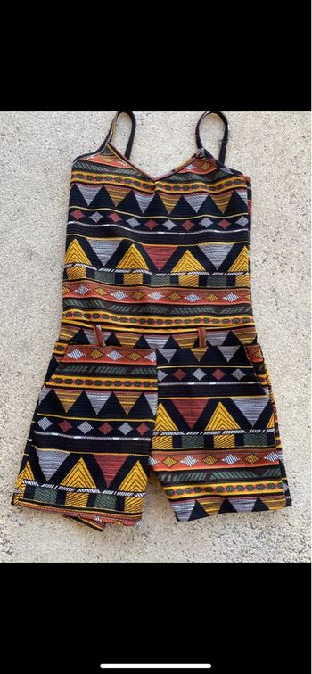 Combishort imprimé multicolore et noir