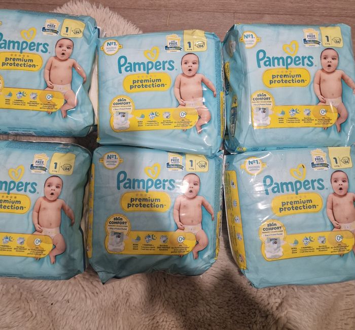 Lot de 6 paquets pampers couche taille 1